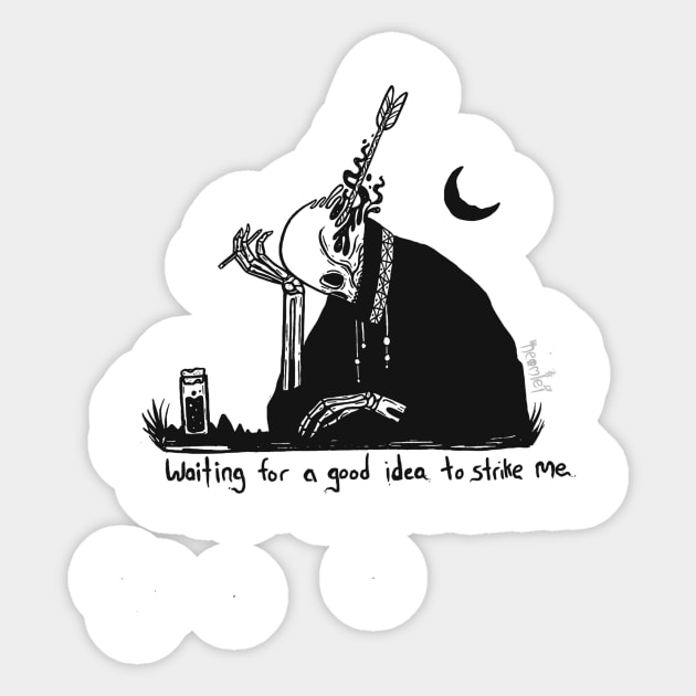 Waiting for a Good Idea to Strike Me Sticker by neomlei